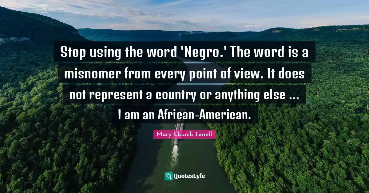 African American Quotes: "Stop using the word 'Negro.' The word is a misnomer from every point of view. It does not represent a country or anything else ... I am an African-American."