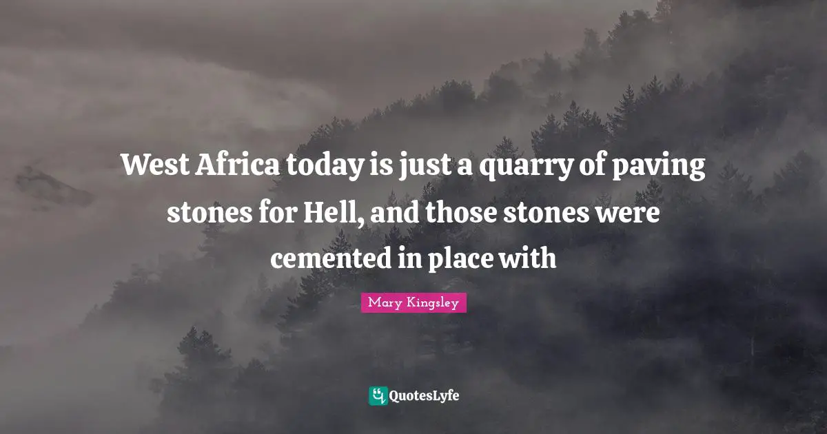 Stones Quotes: "West Africa today is just a quarry of paving stones for Hell, and those stones were cemented in place with"