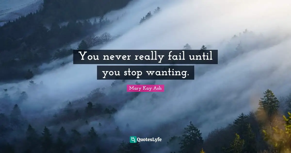 You never really fail until you stop wanting.