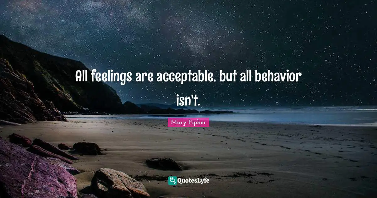 All feelings are acceptable, but all behavior isn't.