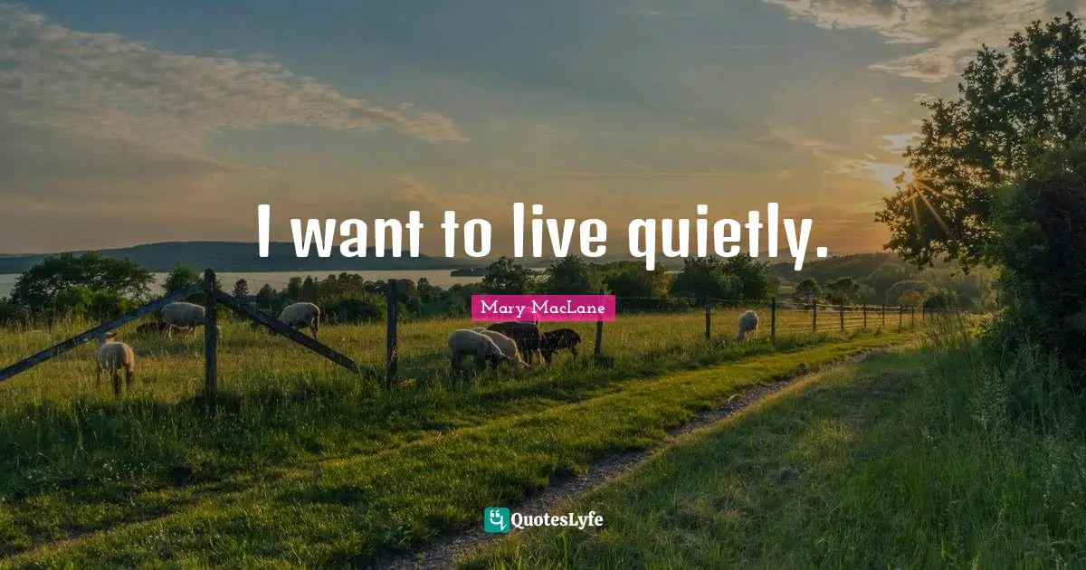 I want to live quietly.