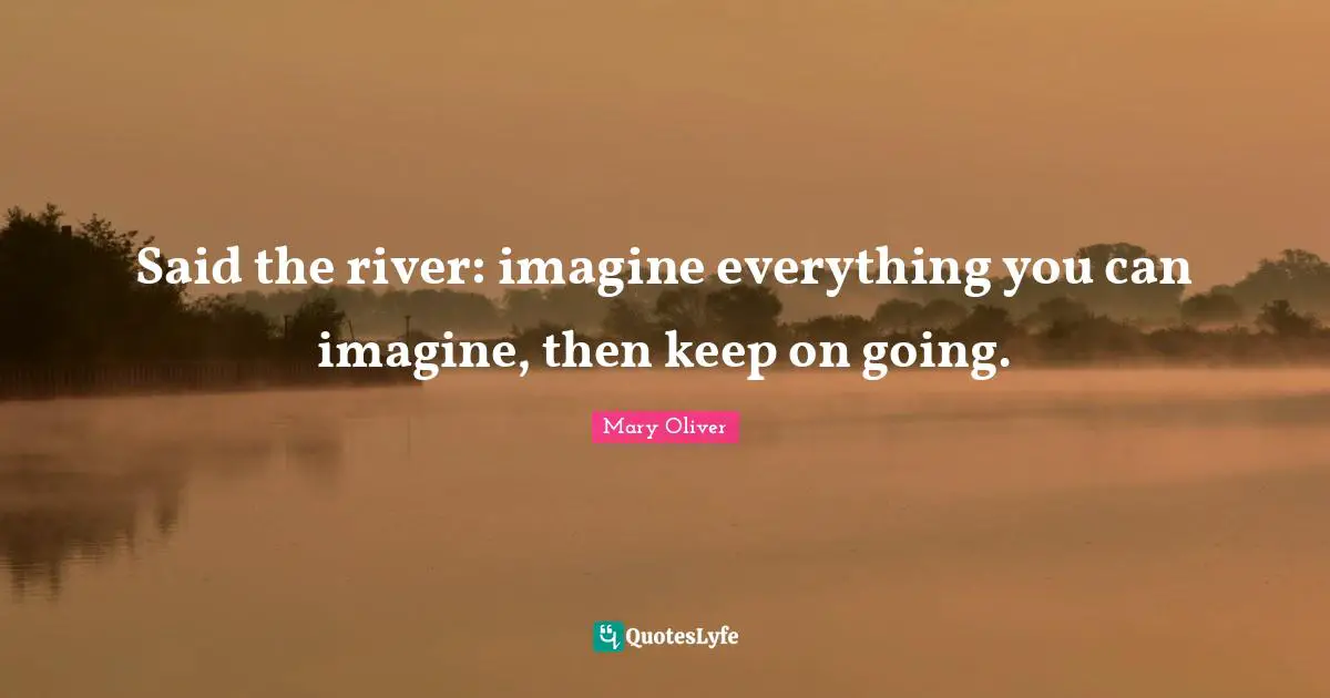 Mary Oliver Quotes: "Said the river: imagine everything you can imagine, then keep on going."
