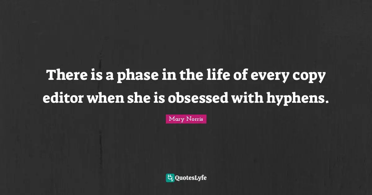 There is a phase in the life of every copy editor when she is obsessed with hyphens.