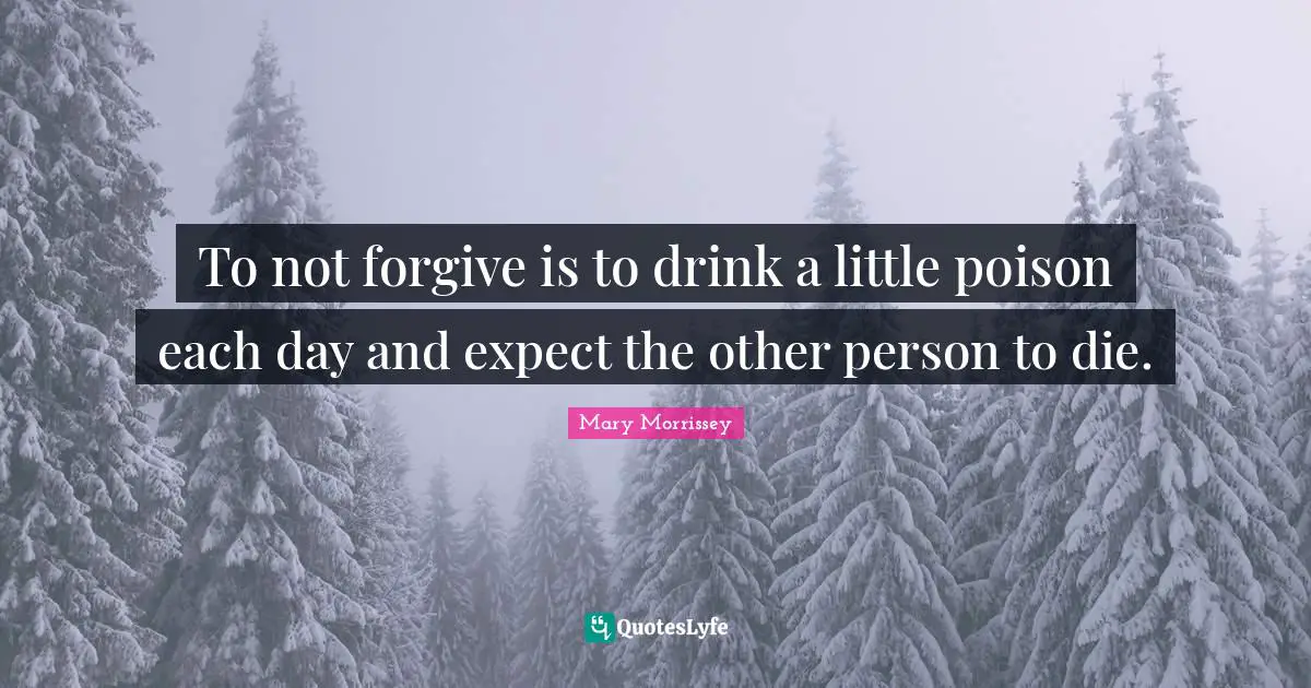 To not forgive is to drink a little poison each day and expect the other person to die.