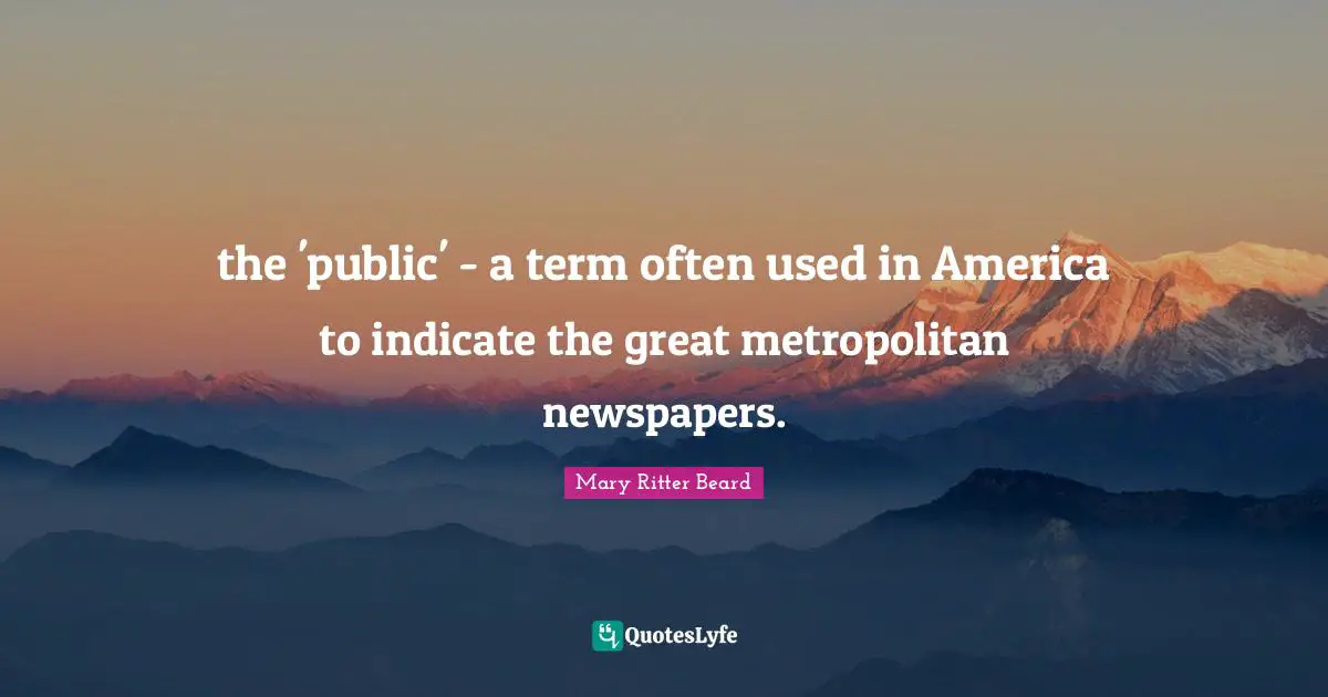 the 'public' - a term often used in America to indicate the great metropolitan newspapers.
