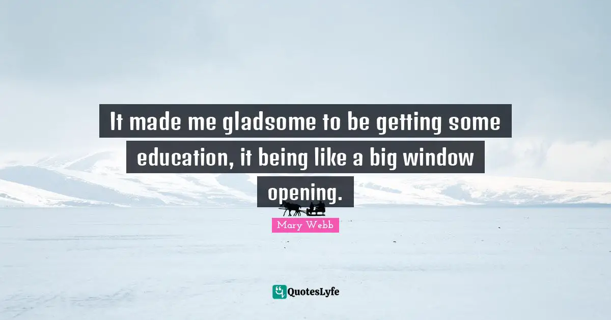 It made me gladsome to be getting some education, it being like a big window opening.