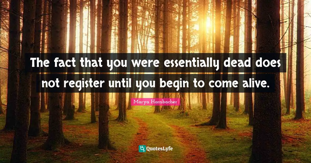 The fact that you were essentially dead does not register until you begin to come alive.