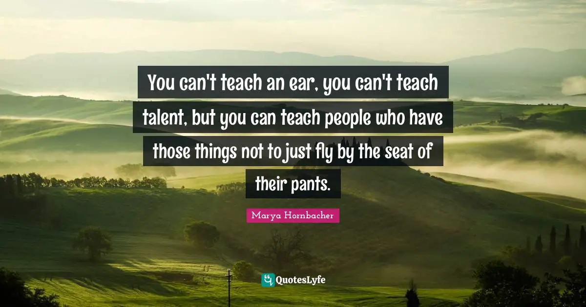 You can't teach an ear, you can't teach talent, but you can teach people who have those things not to just fly by the seat of their pants.