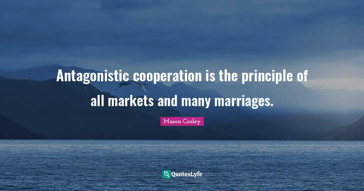 Antagonistic cooperation is the principle of all markets and many marriages.