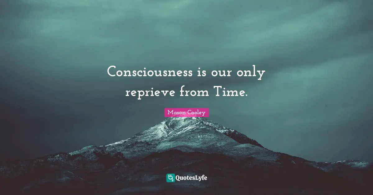 Consciousness is our only reprieve from Time.