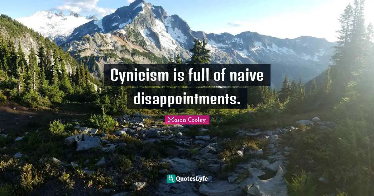 Cynicism is full of naive disappointments.