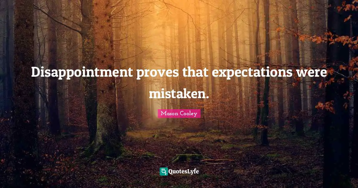 Disappointment proves that expectations were mistaken.