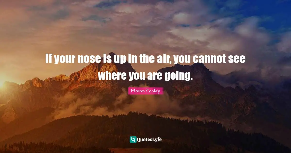 If your nose is up in the air, you cannot see where you are going.