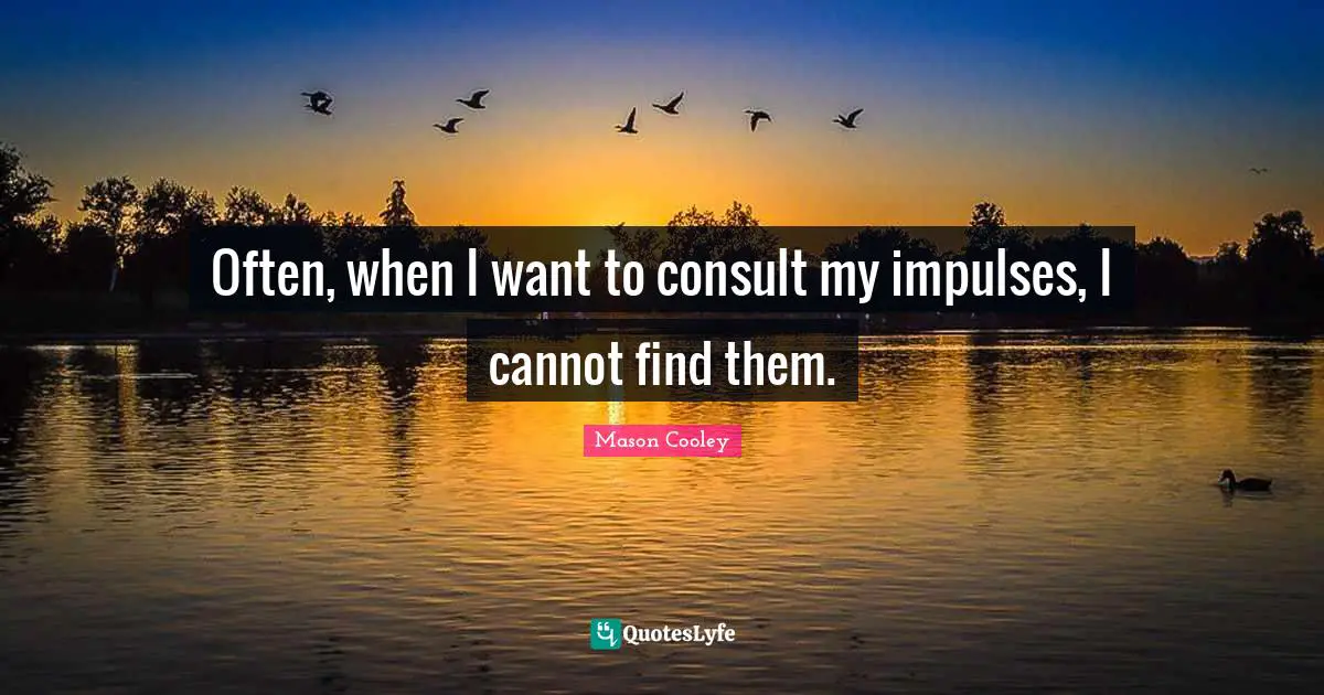 Often, when I want to consult my impulses, I cannot find them.