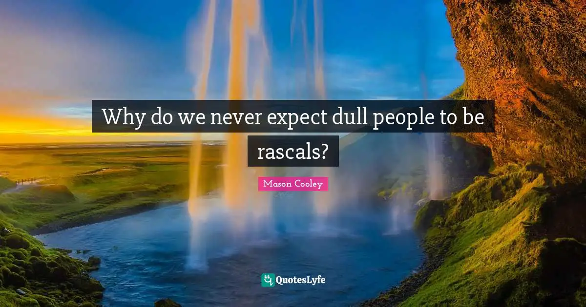 Never Expect Quotes: "Why do we never expect dull people to be rascals?"