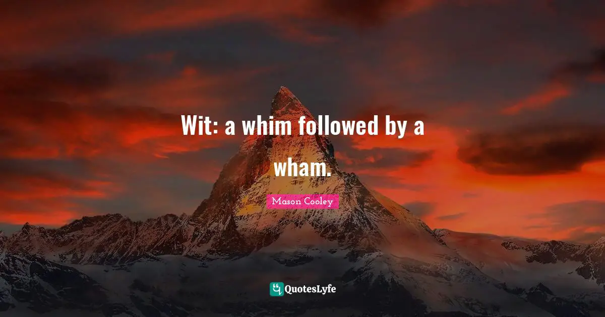 Wit: a whim followed by a wham.