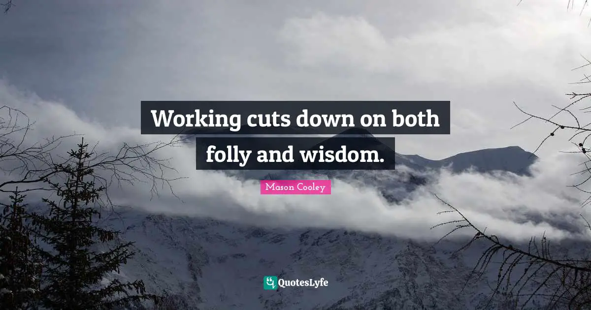 Working cuts down on both folly and wisdom.
