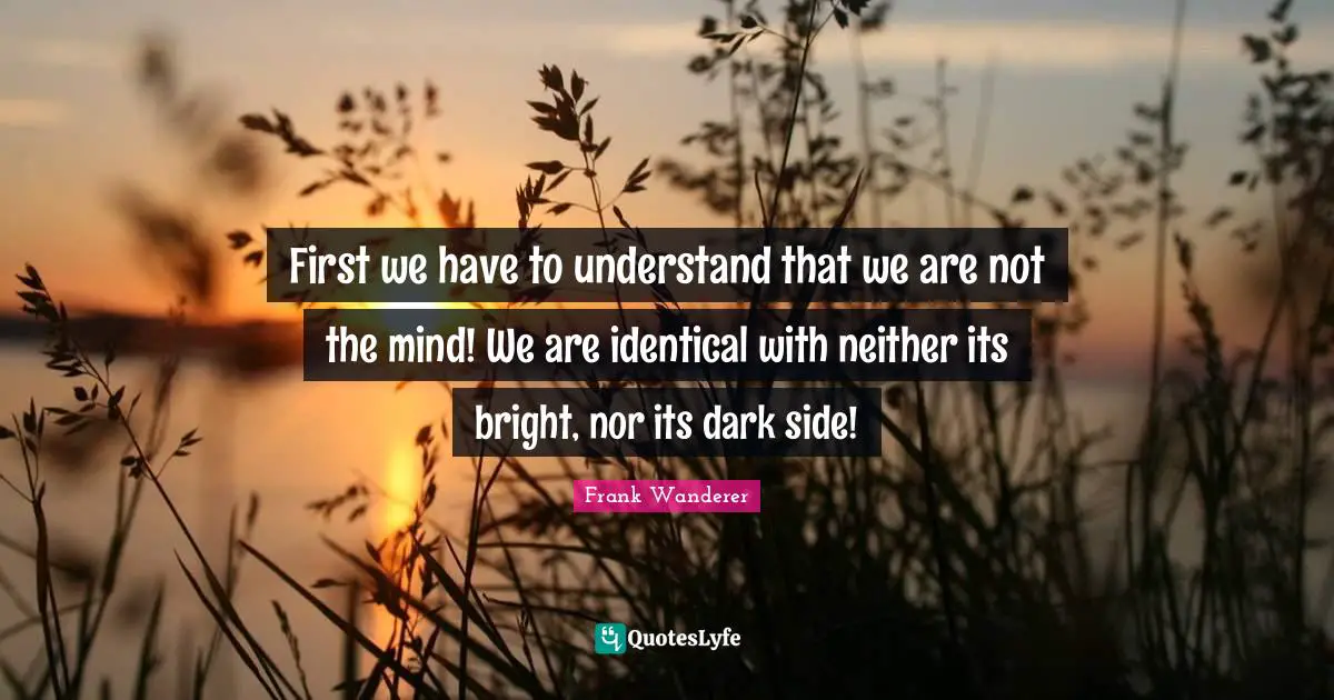 First we have to understand that we are not the mind! We are identical with neither its bright, nor its dark side!