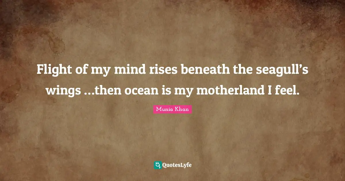 Seagull Quotes: "Flight of my mind rises beneath the seagull’s wings …then ocean is my motherland I feel."