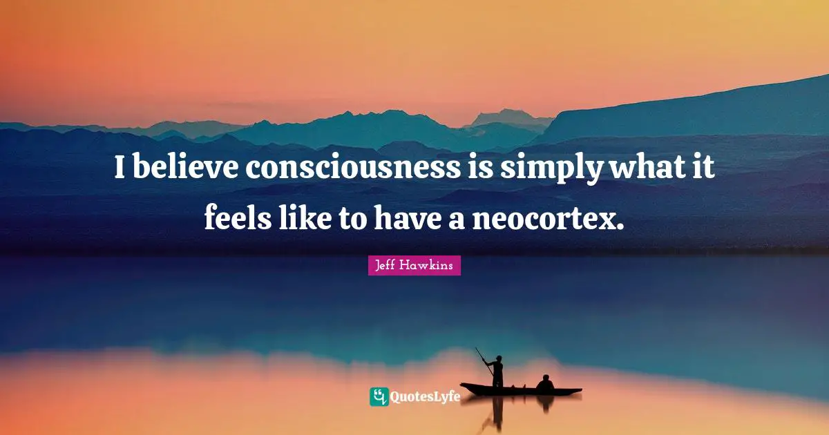 I believe consciousness is simply what it feels like to have a neocortex.