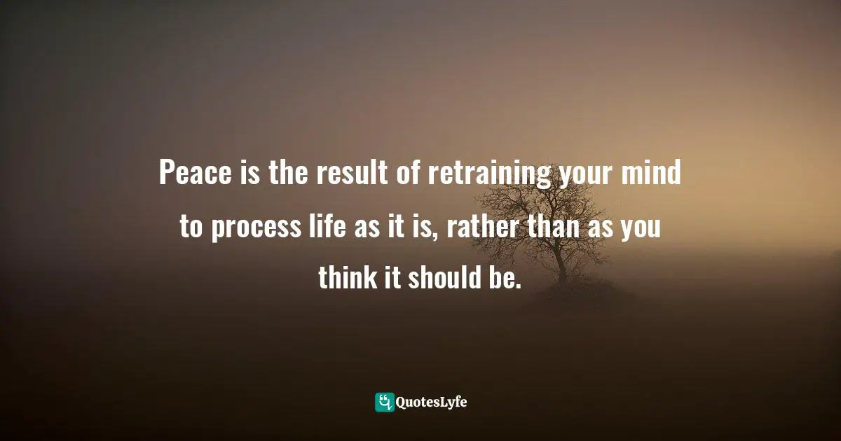 Peace is the result of retraining your mind to process life as it is, rather than as you think it should be.