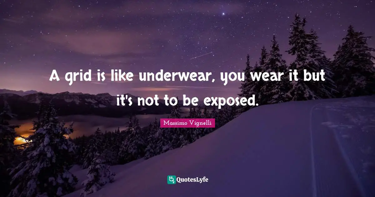 Underwear Quotes: "A grid is like underwear, you wear it but it's not to be exposed."