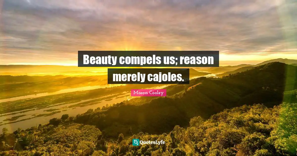 Beauty compels us; reason merely cajoles.