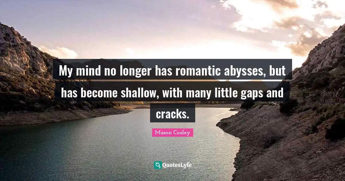 My mind no longer has romantic abysses, but has become shallow, with many little gaps and cracks.