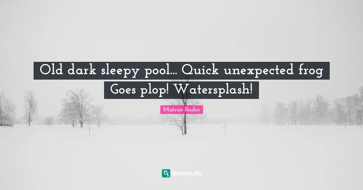 Old dark sleepy pool... Quick unexpected frog Goes plop! Watersplash!