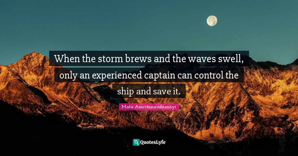 When the storm brews and the waves swell, only an experienced captain can control the ship and save it.