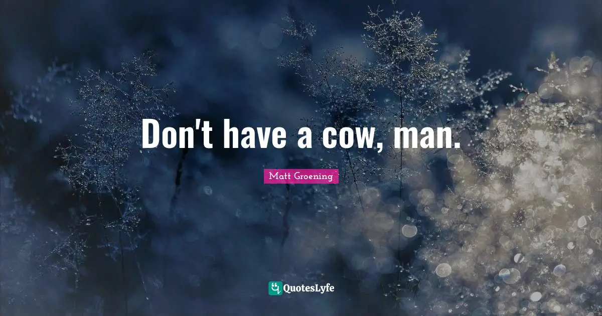 Don't have a cow, man.