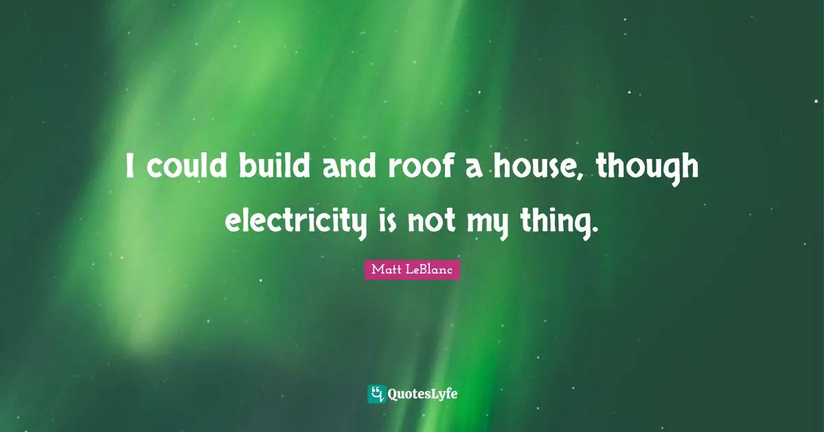 Matt LeBlanc Quotes: "I could build and roof a house, though electricity is not my thing."