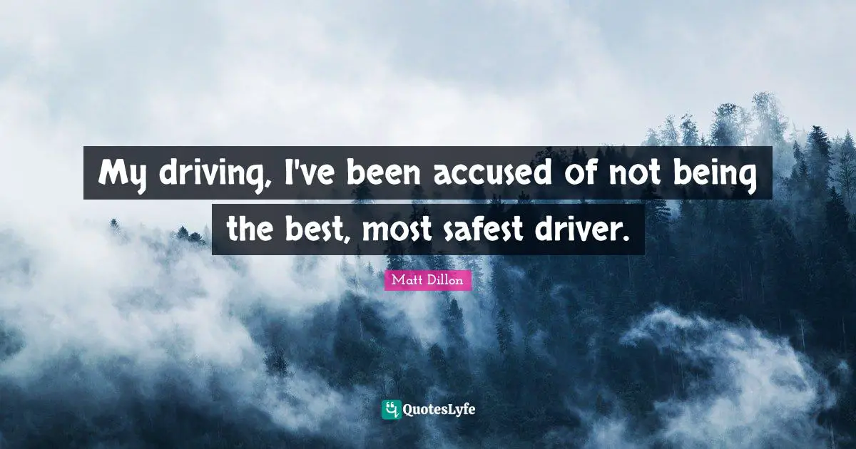 Matt Dillon Quotes: "My driving, I've been accused of not being the best, most safest driver."
