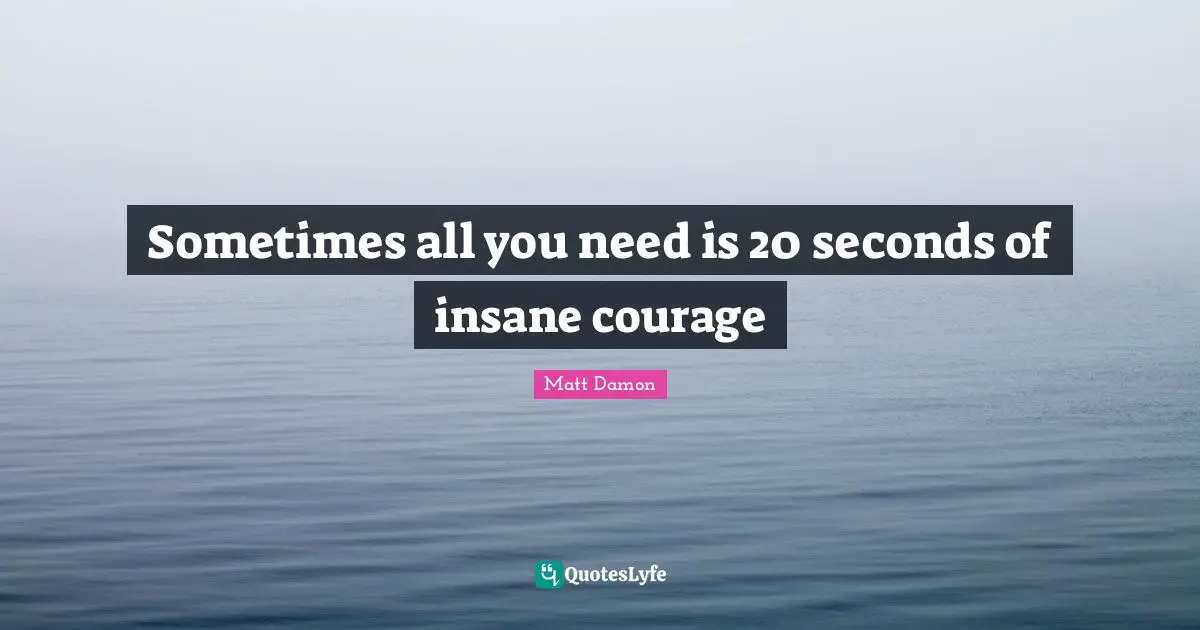 Matt Damon Quotes: "Sometimes all you need is 20 seconds of insane courage"