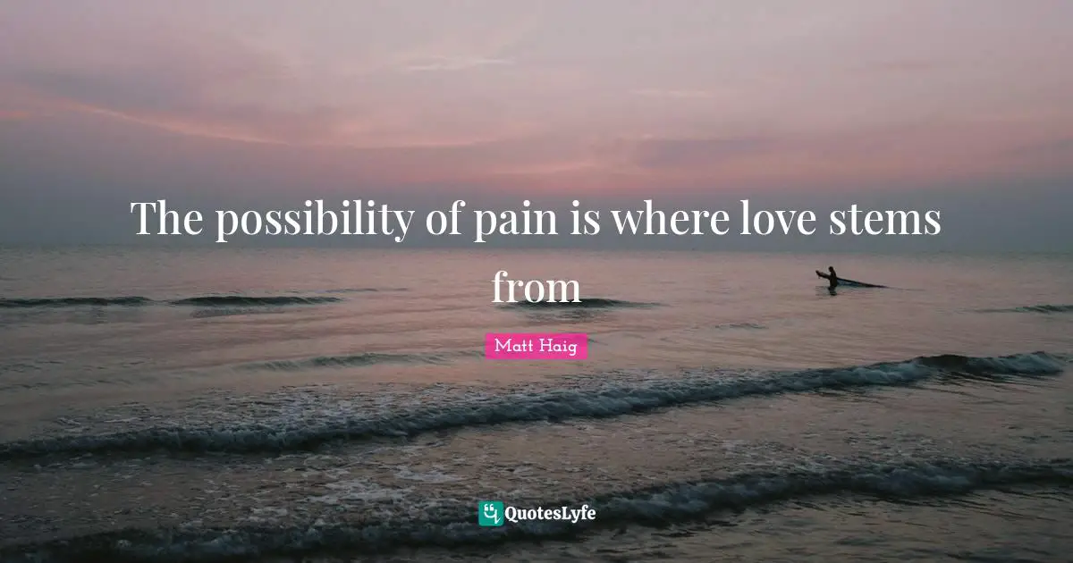 The possibility of pain is where love stems from