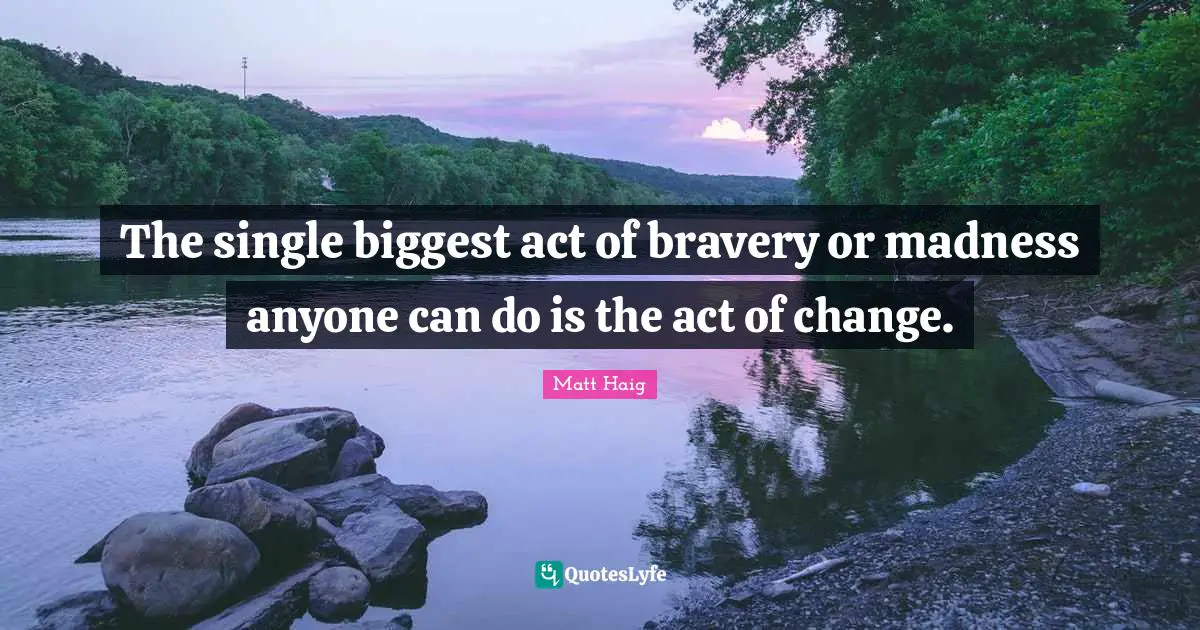 The single biggest act of bravery or madness anyone can do is the act of change.