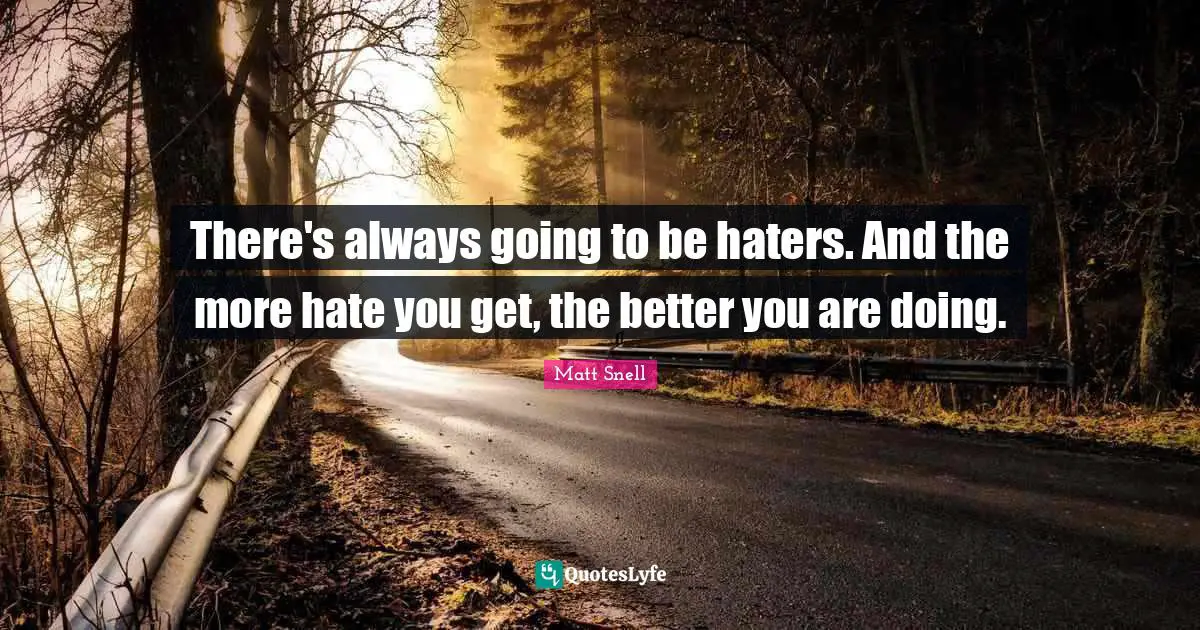Matt Snell Quotes: "There's always going to be haters. And the more hate you get, the better you are doing."