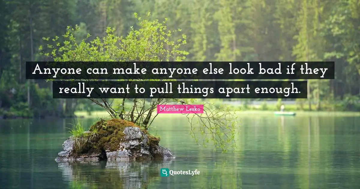 Anyone can make anyone else look bad if they really want to pull things apart enough.