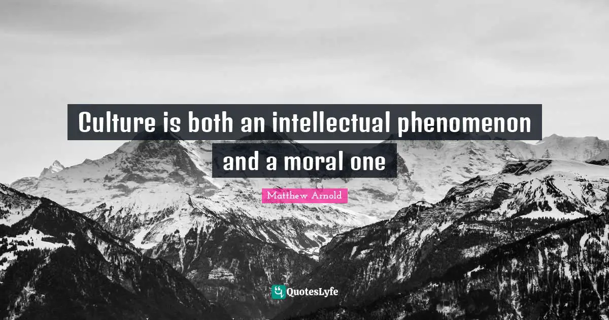 Culture is both an intellectual phenomenon and a moral one