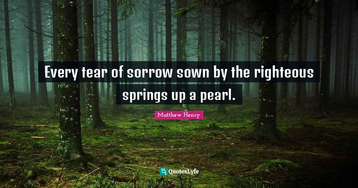 Every tear of sorrow sown by the righteous springs up a pearl.