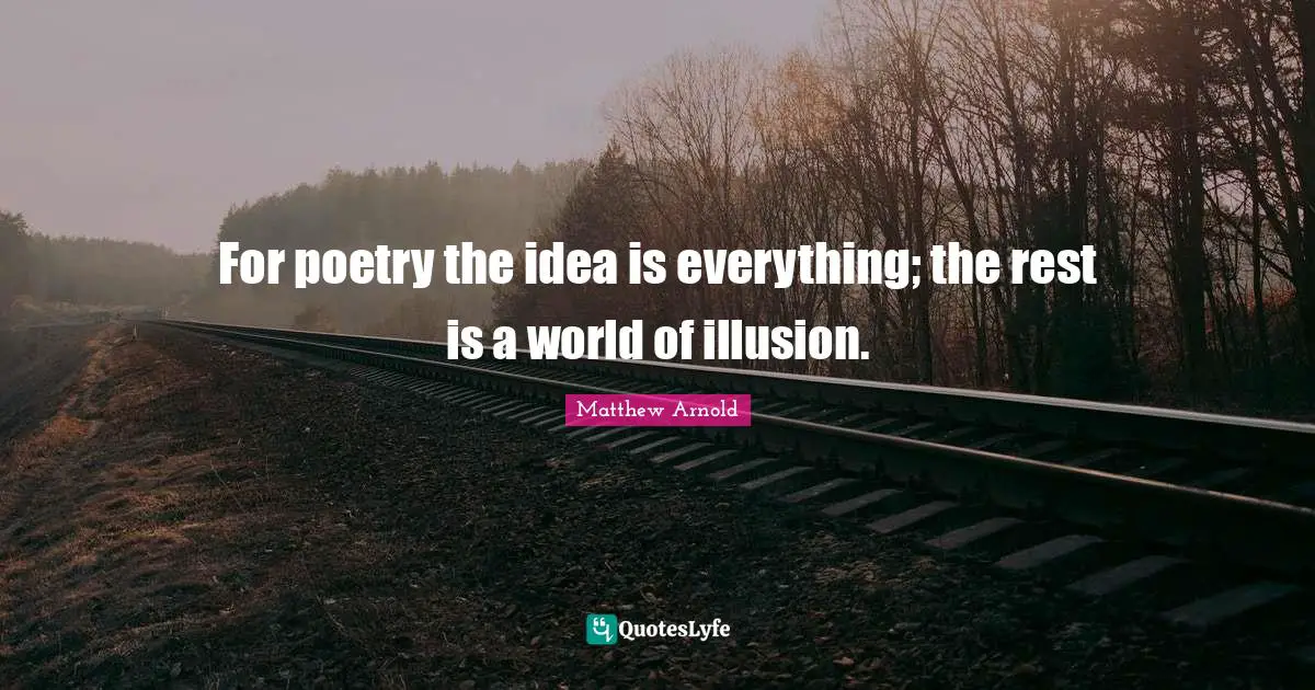 For poetry the idea is everything; the rest is a world of illusion.