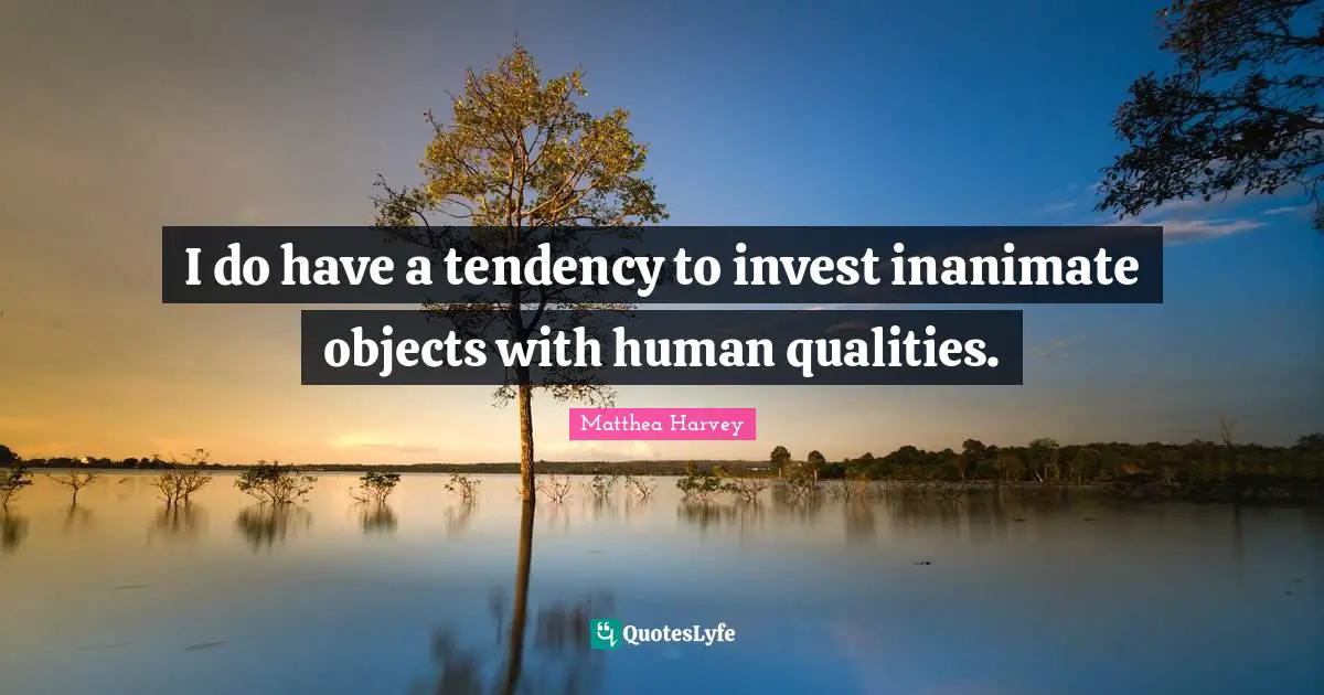 Matthea Harvey Quotes: "I do have a tendency to invest inanimate objects with human qualities."