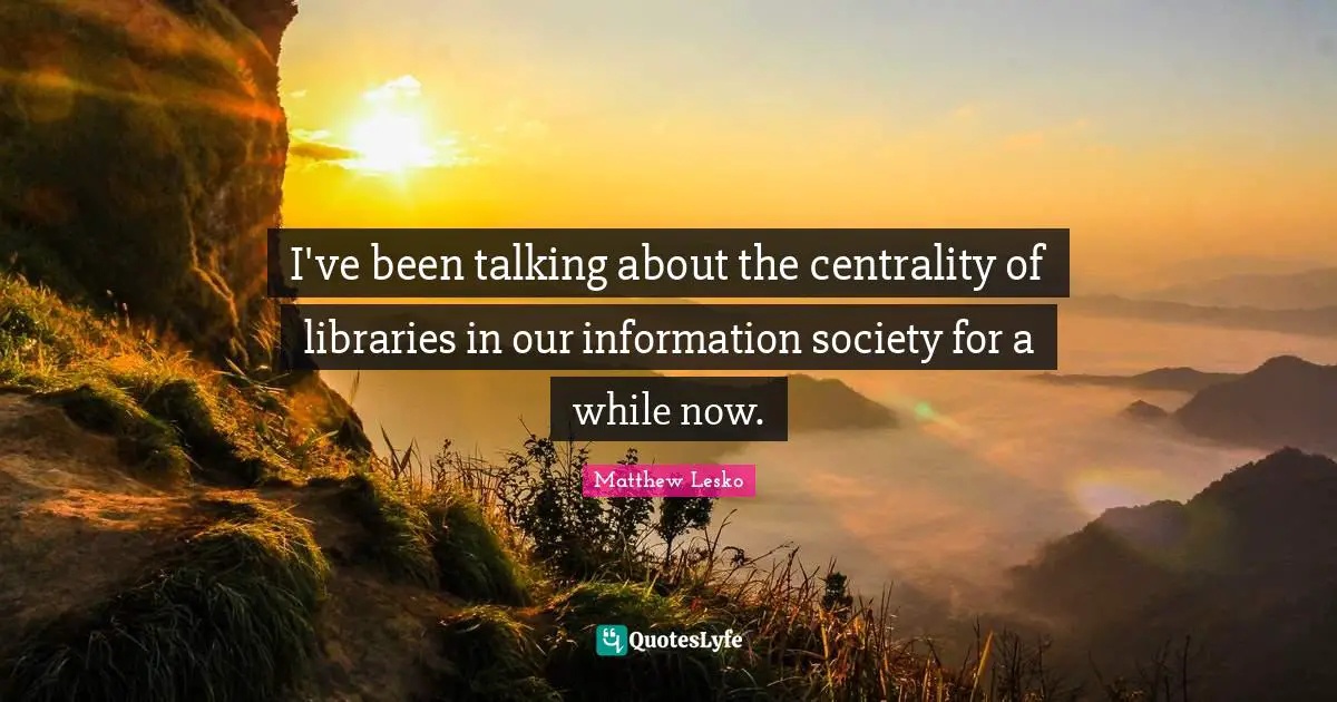I've been talking about the centrality of libraries in our information society for a while now.