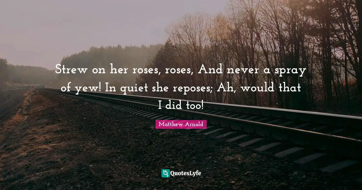 Rose Quotes: "Strew on her roses, roses, And never a spray of yew! In quiet she reposes; Ah, would that I did too!"