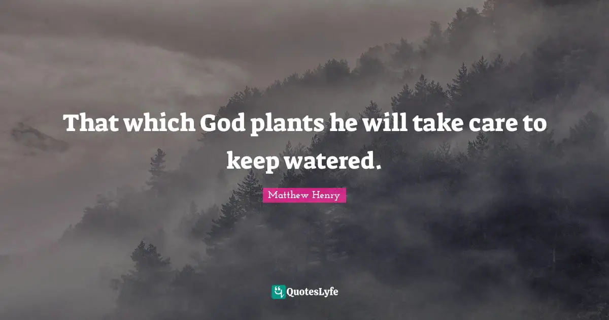 That which God plants he will take care to keep watered.