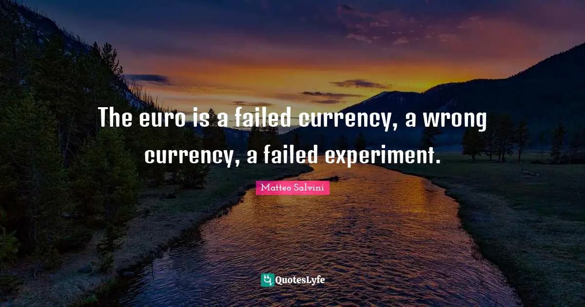 The euro is a failed currency, a wrong currency, a failed experiment.