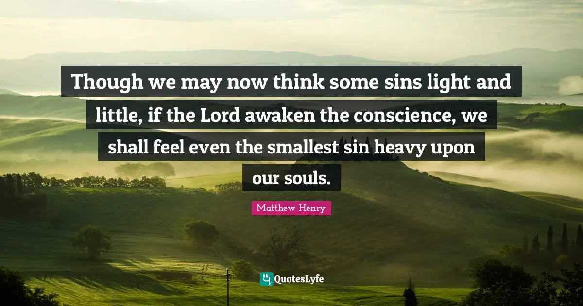 Though we may now think some sins light and little, if the Lord awaken the conscience, we shall feel even the smallest sin heavy upon our souls.