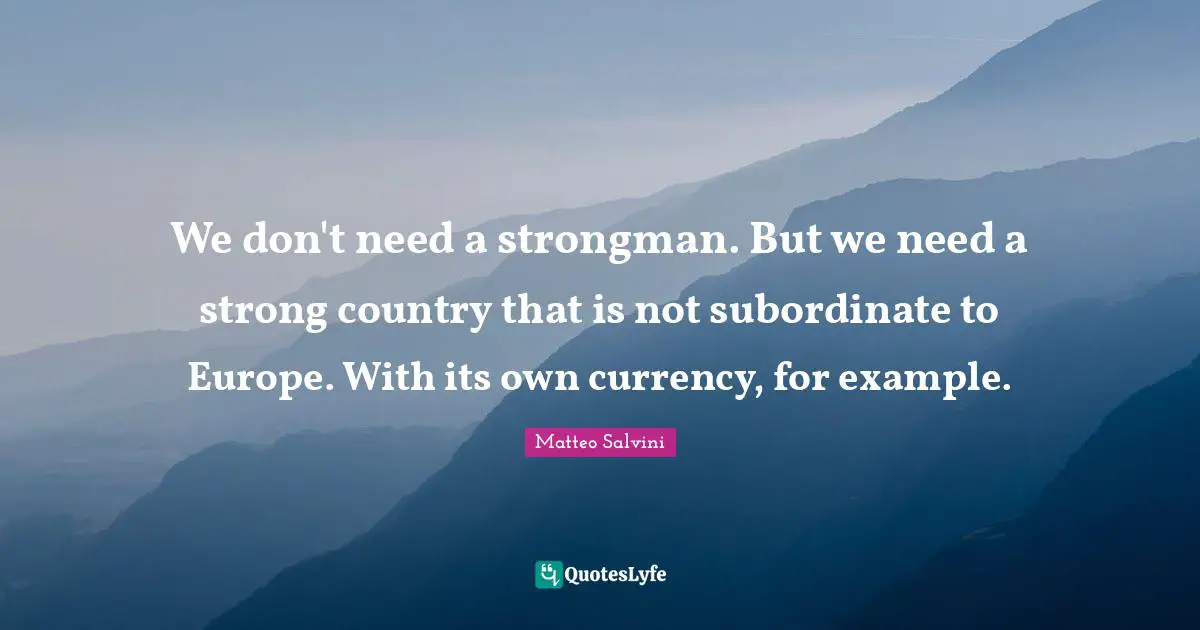 We don't need a strongman. But we need a strong country that is not subordinate to Europe. With its own currency, for example.