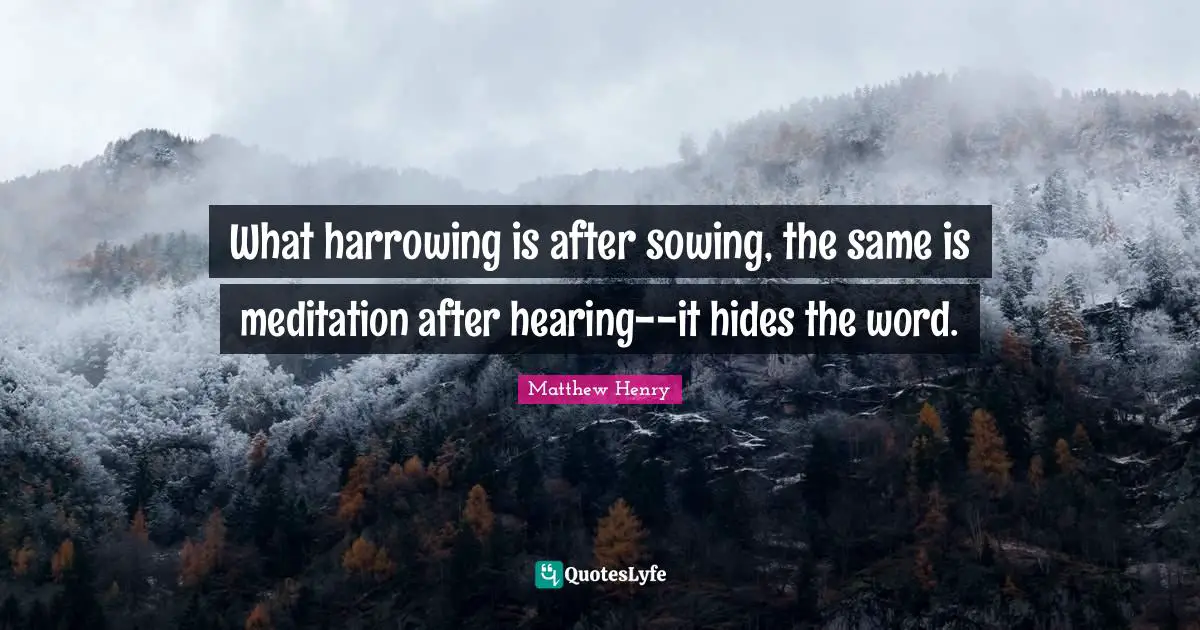 Sowing Quotes: "What harrowing is after sowing, the same is meditation after hearing--it hides the word."