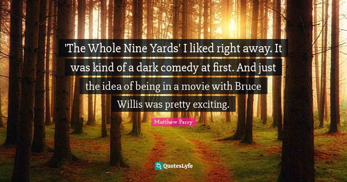 'The Whole Nine Yards' I liked right away. It was kind of a dark comedy at first. And just the idea of being in a movie with Bruce Willis was pretty exciting.